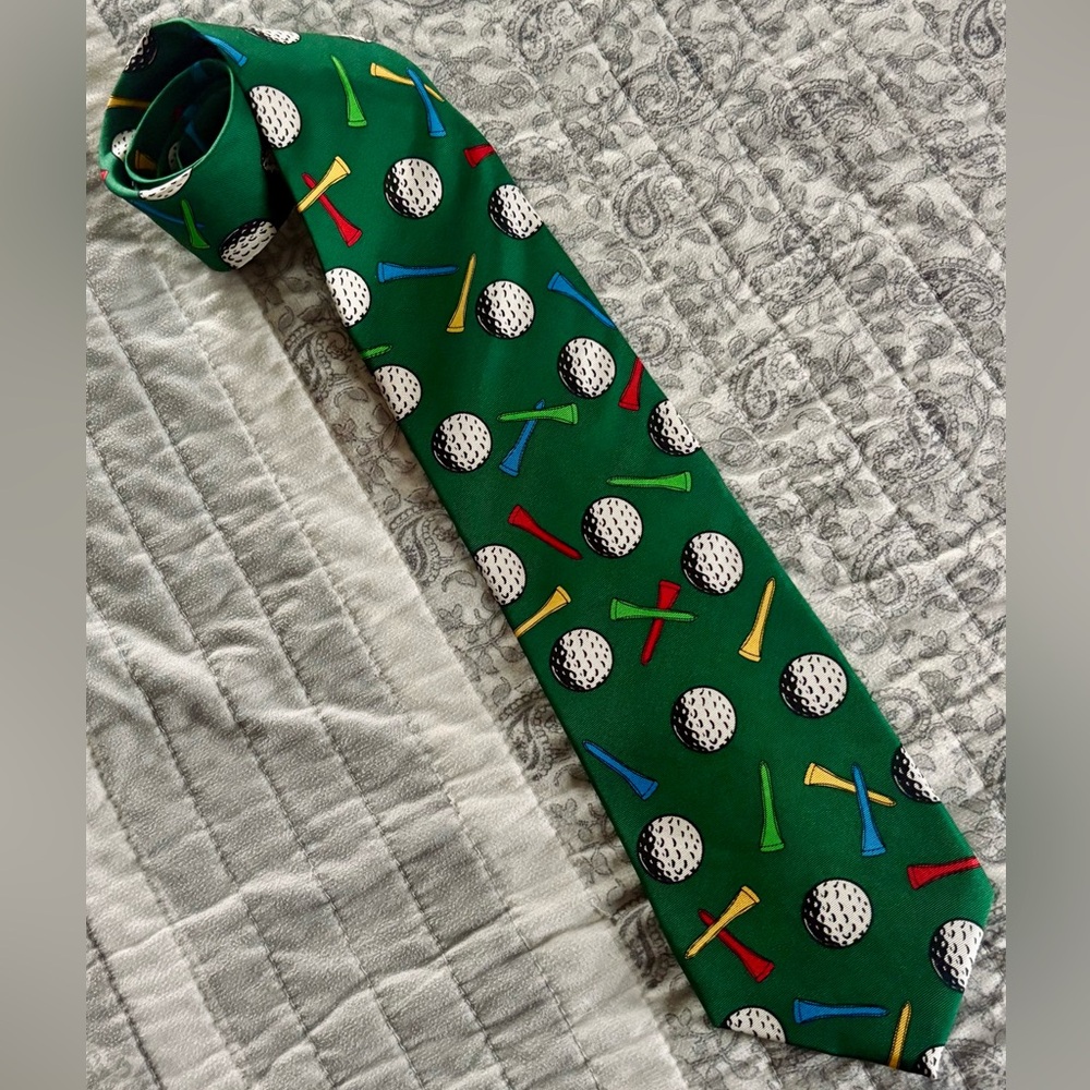Vintage 100% Silk Golf Themed Necktie